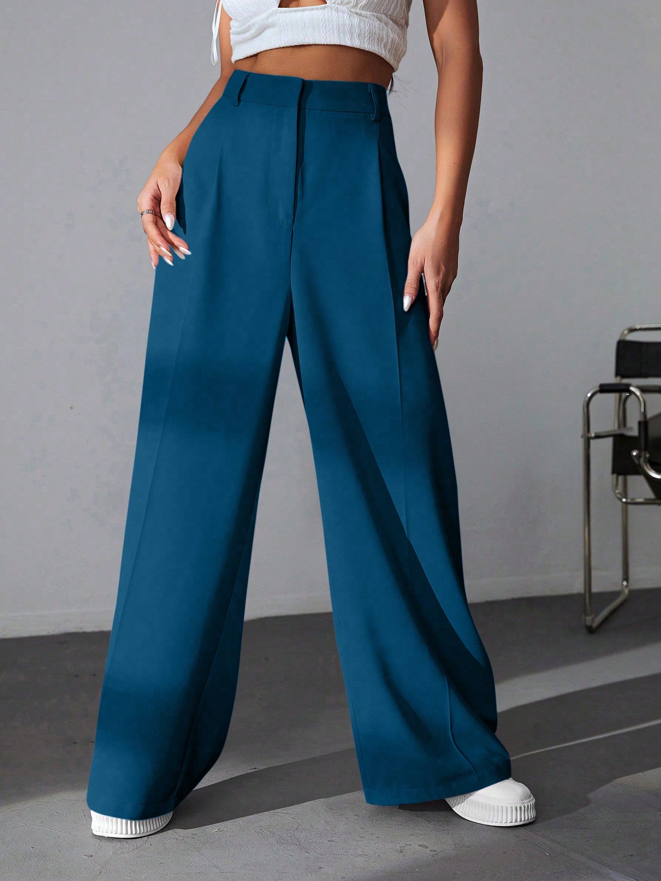 Classy Solid Wide Leg Pants