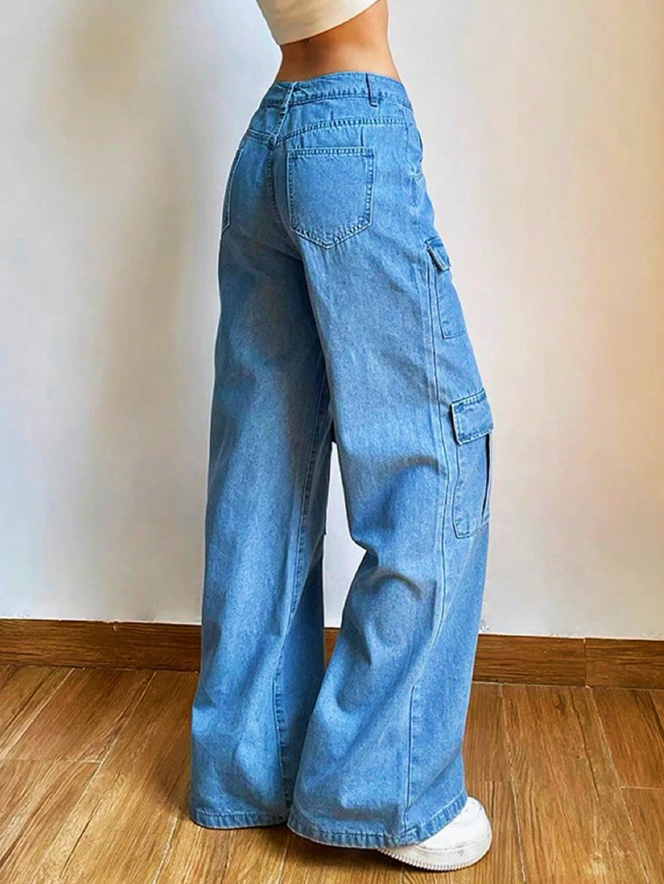 Street Flap Pocket Wide Leg Cargo Jeans