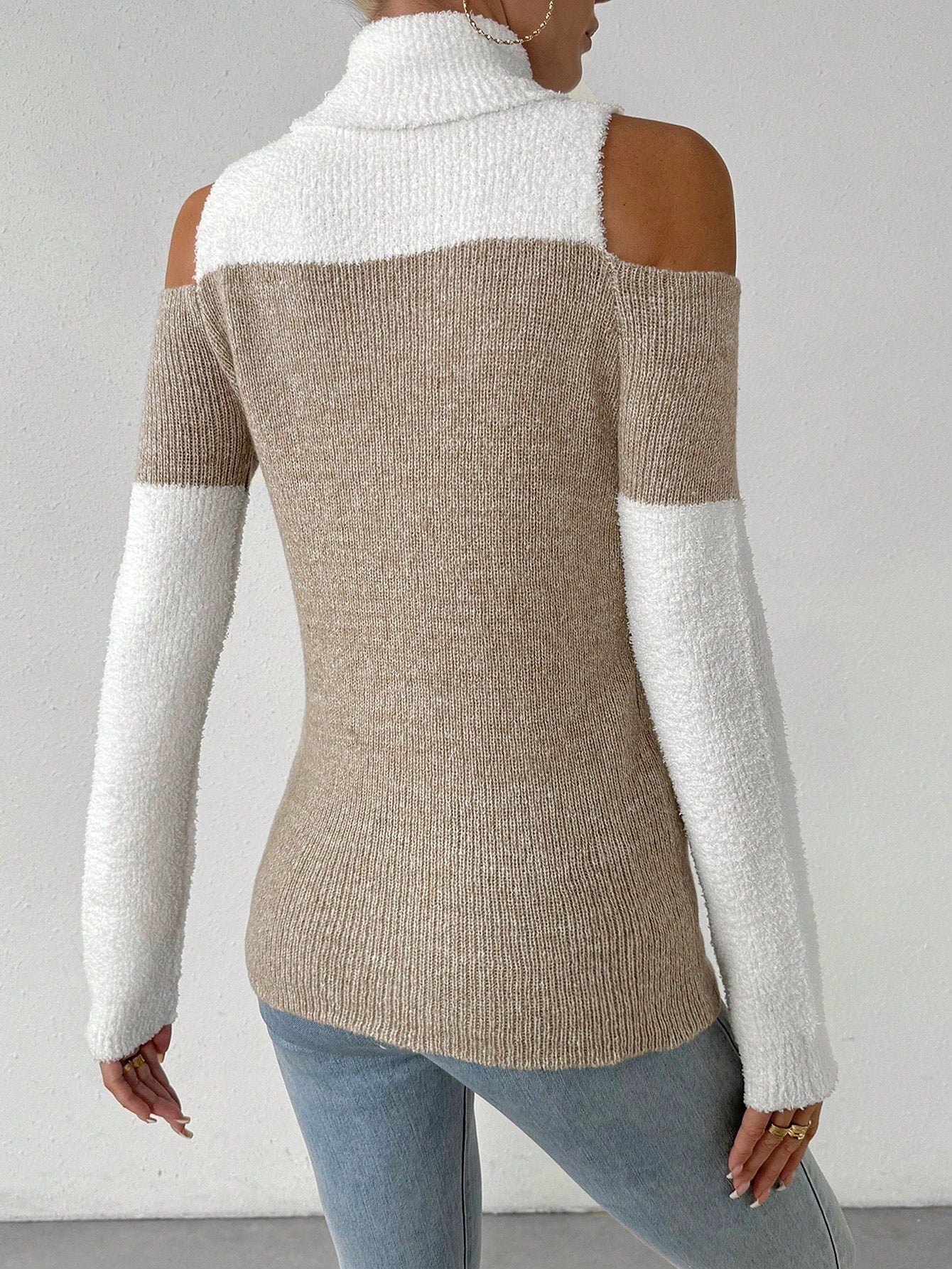 Turtleneck Cut Out Eyelet Detail Sweater