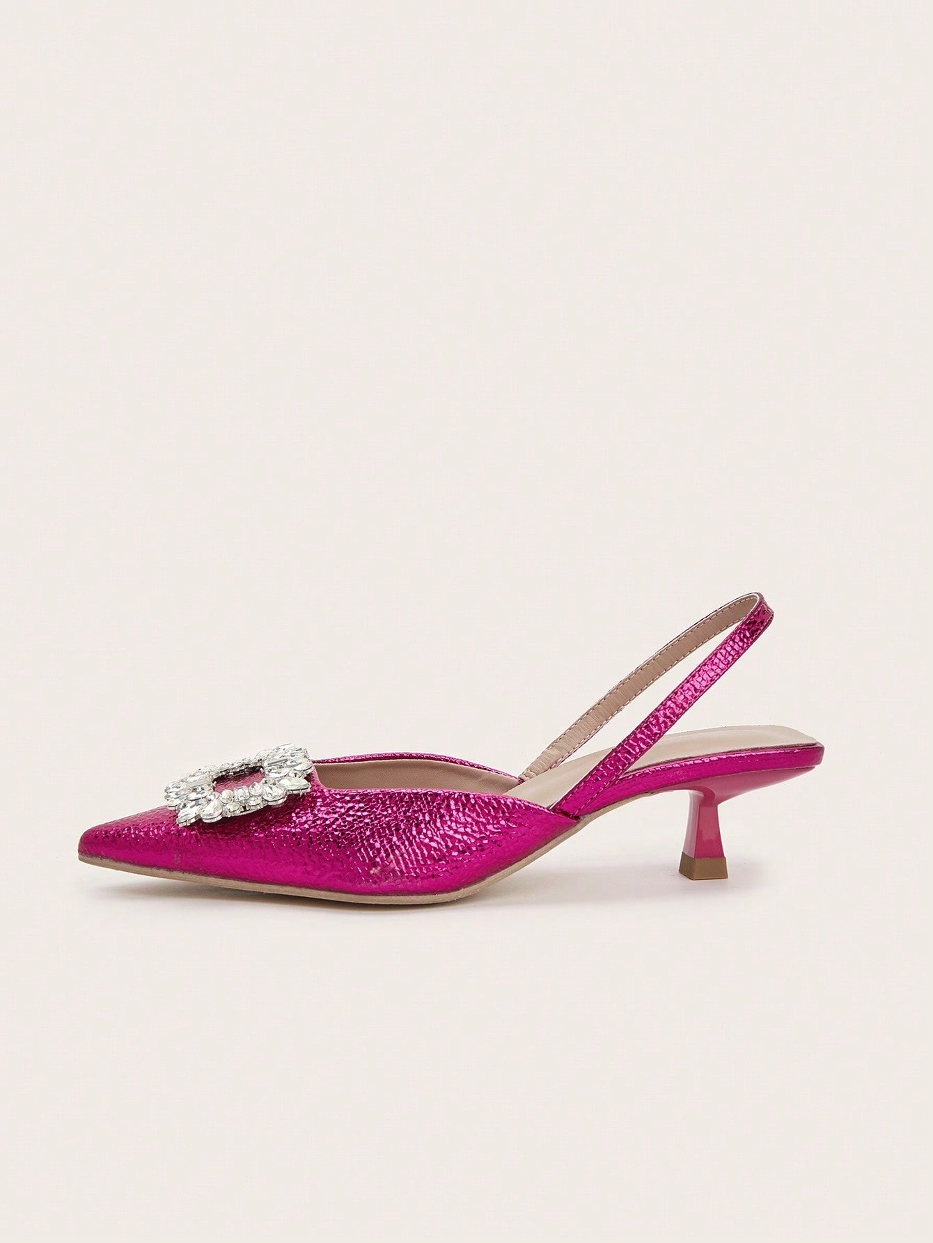 Rosy Gemstone Decor Pumps